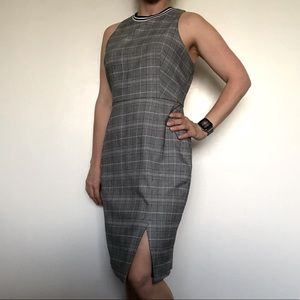 Banana republic black and white plaid work dress.